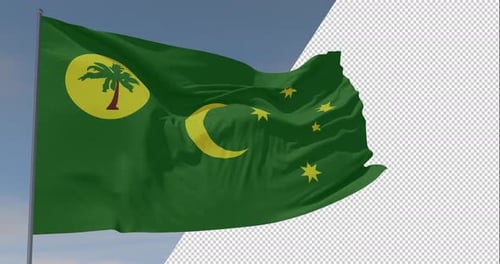 Cocos Keeling Islands Flag Waving Animation with Alpha Channel