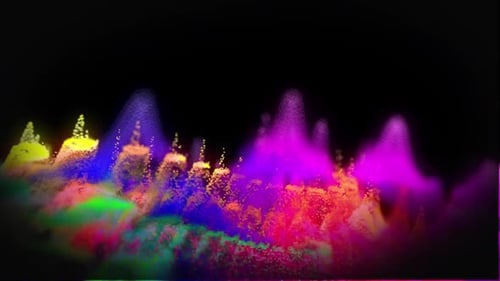 Paysage lumineux animé de particules