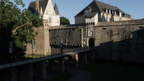 NANTES, FRANCE - JULY 2016 Western style medieval architecture of fortified castle of the Dukes of