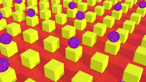 Abstract Geometric Pattern of Bouncing Cubes and Spheres