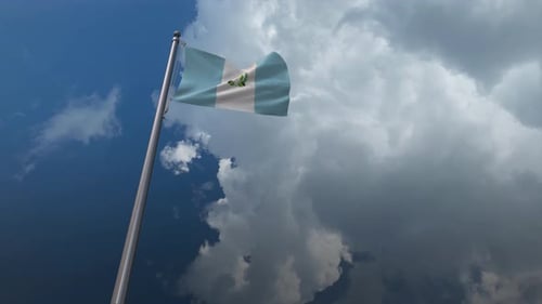 Guatemala Flag Waving Realistic Clouds Sky
