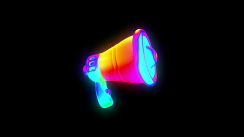 Megaphone Hand Mike Psychedelic 3D Animation for Colorful NFT