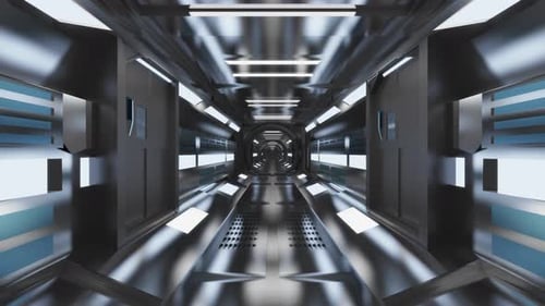 3D visualisation of futuristic space ship corridor
