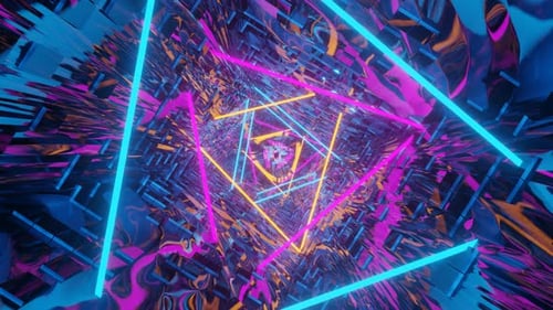 Abstract Flying in Futuristic Corridor Seamless Loop Background