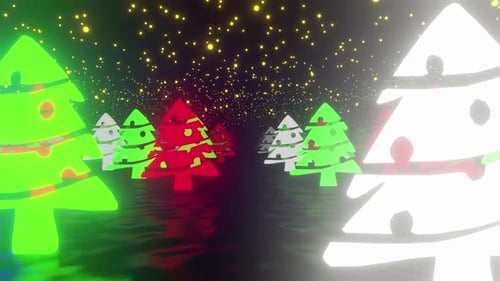 Christmas Pine Tree Neon 03 4k