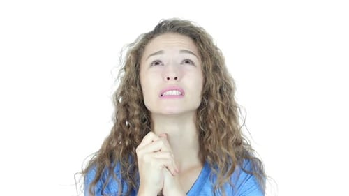 Desperate Woman Pleading and Praying for Help