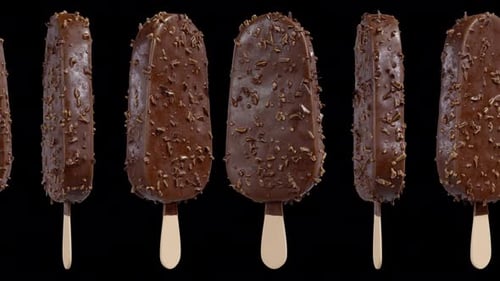 Chocolate Almonds Ice Cream Stick Bar Turnaround Moving Loop