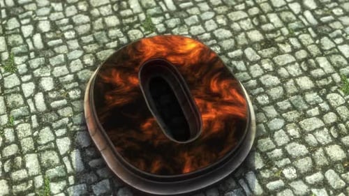 Fiery 3D Letter O Reveal with Lava Texture
