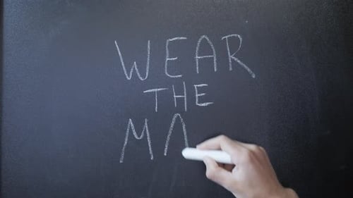 Wear Mask Written on Chalkboard