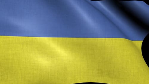 Waving Ukrainian Flag with Realistic Fabric Texture