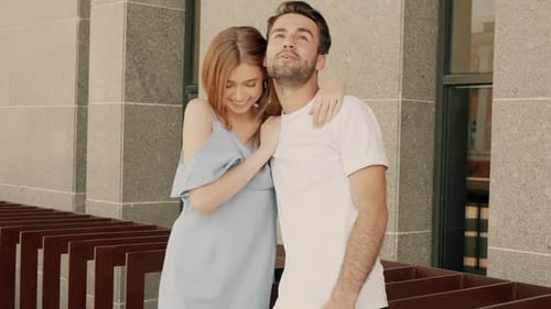 Happy Couple Embracing in the City