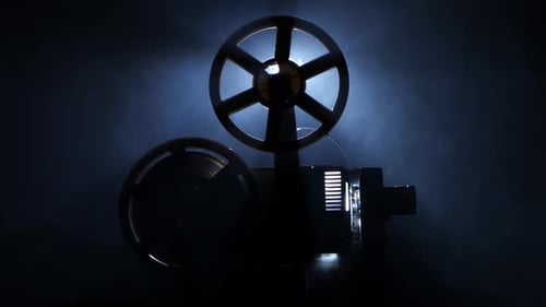 Old Vintage Movie Projector. Side View