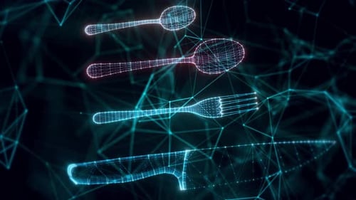 Cutlery Hologram Close Up 4k