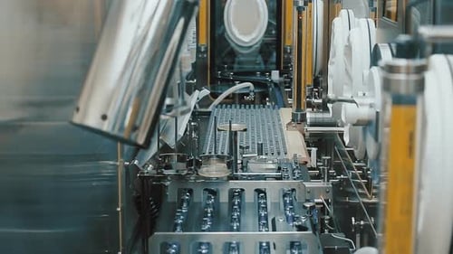 Medizinische Fläschchen auf einer automatischen Produktionslinie zum Abfüllen von Impfstoffen und Injektionen.
Coronavirus