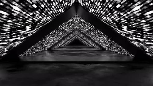Weiße Lichter im schwarzen Dreieckstunnel
