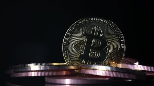 Close up of Gold Bitcoin Digital Currency