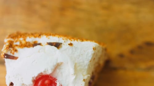 Overhead Shot of Slice of Cherry Cake
