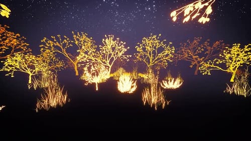 Neonleuchtender Nachtgarten 4k