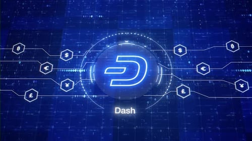 Dash Cryptocurrency Logo Reveal with Digital Network Connections