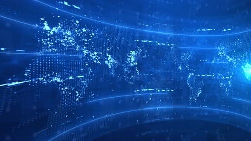 Futuristic Digital World Map Global Network Background