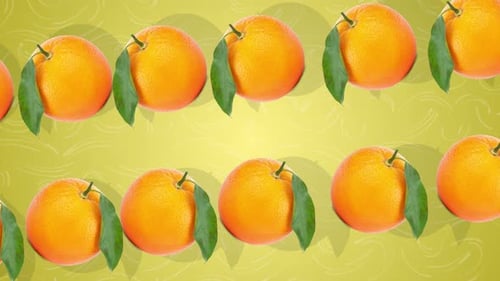 Animated Pattern of Floating Fresh Oranges