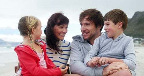 Happy family enjoying at beach