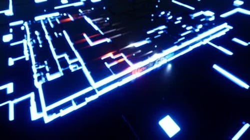 Futuristic Blockchain Title Reveal with Glowing Circuit Lines