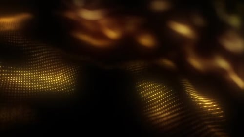Flowing Golden Digital Particle Waves Abstract Background