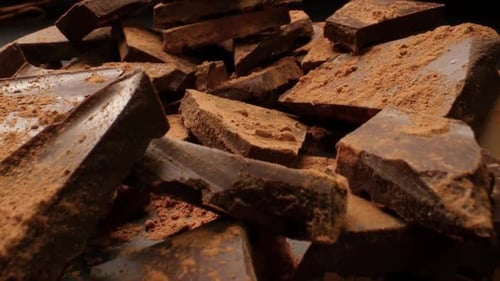Pieces of Chocolate with Cocoa Powder