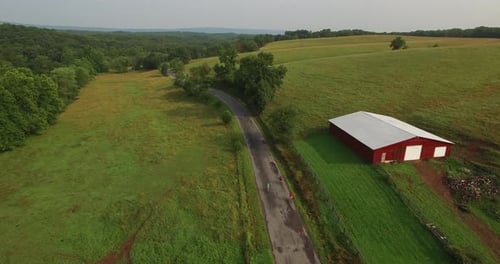Rural Biking Aerial View in Countryside