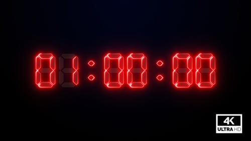 Eine Minute Neon Digital Negative Countdown 60 Sekunden V3