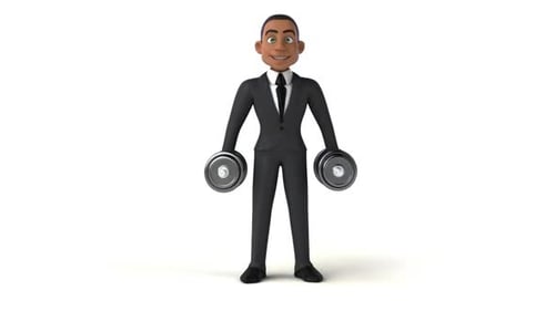 3D Animated Businessman Character Doing Dumbbell Exercises