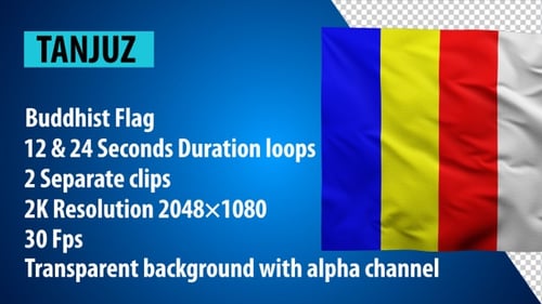 Realistic Waving Buddhist Flag Animation Loop