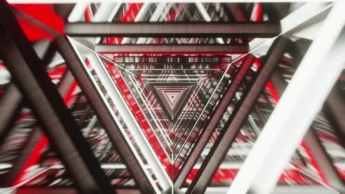 Rotated Silver And Red Triangle Tunnel Vj Loop Background HD
