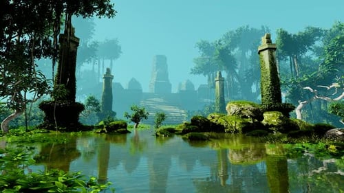 Temples incas en ruine dans la jungle