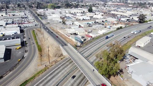 Aerial Drone Industrial Urban Area Freeway and Streets 4k