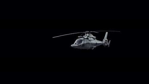 Realistic 3D Helicopter Flying Across Screen