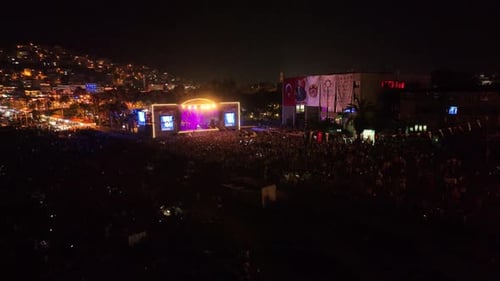 People at the consert aerial view 4 K