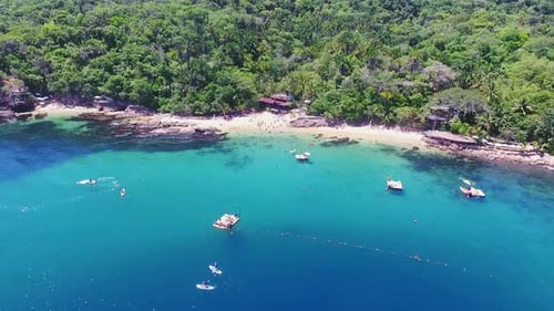 Tropical Beach Paradise with Turquoise Water and Green Forest