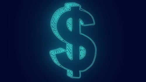 Dollar digital Currency symbol futuristic neon Animation