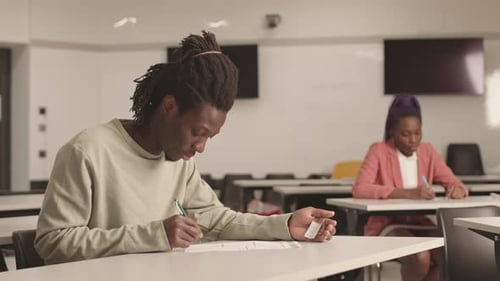 Students Taking a Test in Classroom