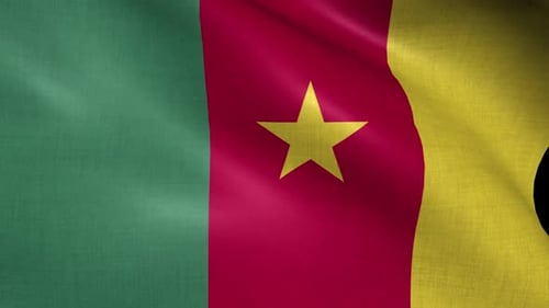 Cameroon National Flag Waving in Realistic Fabric Motion