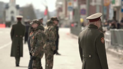 Soldiers Standing in Urban City Environment