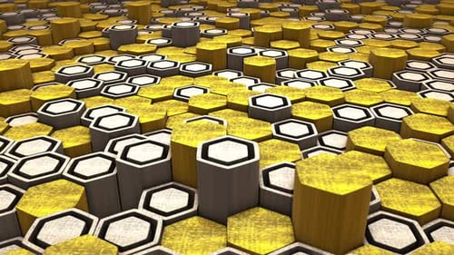 Abstract Gold and White Hexagonal Pillars Dynamic Background