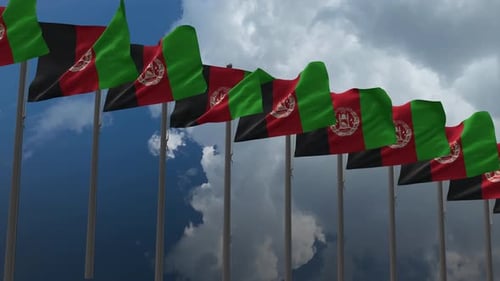 Seamless Loop of Waving Afghanistan Flags