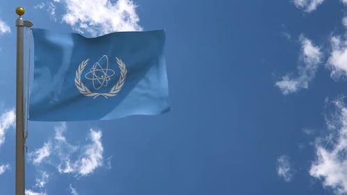 Iaea Flag International Atomic Energy Agency Flag On Flagpole