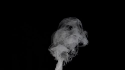 Abstract White Smoke Rising on Black Background
