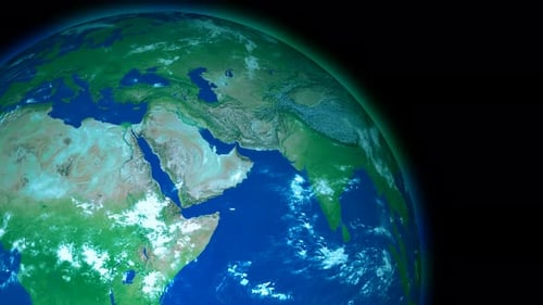 Animated 3D Planet Earth Global Rotation in Space