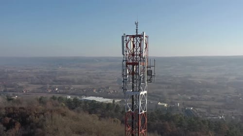 Construction of telecommunication antenna tower 4K drone footage