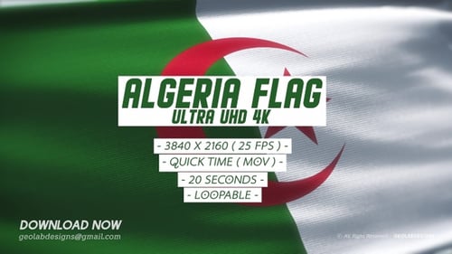 Realistic Algerian Flag Waving Seamlessly